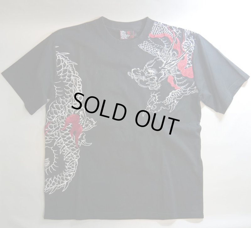 画像1: 龍桜　龍 刺繍 Tシャツ (1)