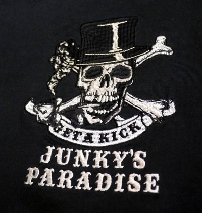 画像2: Junky's Paradise   ギャンブルスカル柄 総刺繍　7分袖Tシャツ