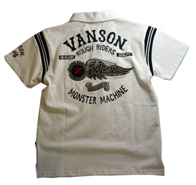 画像1: VANSON フライングスター 刺繍 半袖ポロ