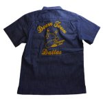 画像1: HOUSTON   デニム  刺繍 ボーリングシャツ (1)