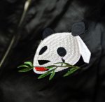 画像6: HOUSTON  パンダ 刺繍  スカジャン (中綿入り）ブラック (6)
