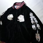 画像4: HOUSTON  [ GREENLAND ( 白熊）] 刺繍  別珍 スカジャン (中綿入り）ブラック (4)