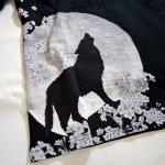 画像4: 華鳥風月　[ 満月桜と狼 ] プリント 刺繍  Tシャツ  (4)