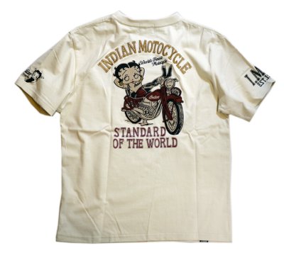 画像1: indian motocycle / betty boop プリント 刺繍 Tシャツ