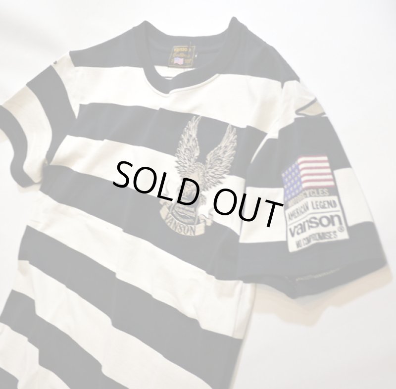 画像11: VANSON  アメリカンイーグル刺繍 半袖Tシャツ ボーダー (11)