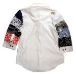 画像2: 喜人 KIJIN  袖ツギハギシャツ（七分袖） ホワイト (2)