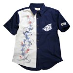 画像1: 喜人 KIJIN  金魚 切替えシャツ [ KJ-81403 ]ネイビー (1)