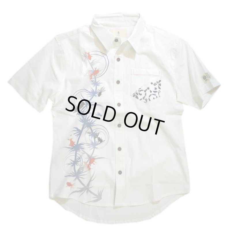 画像1: 喜人 KIJIN  金魚 切替えシャツ [ KJ-81403 ] ホワイト (1)