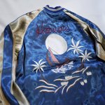 画像3: Japanesque HAWAII ビンテージ柄 刺繍 リバーシブルスカジャン  ブルー／ベージュ (3)