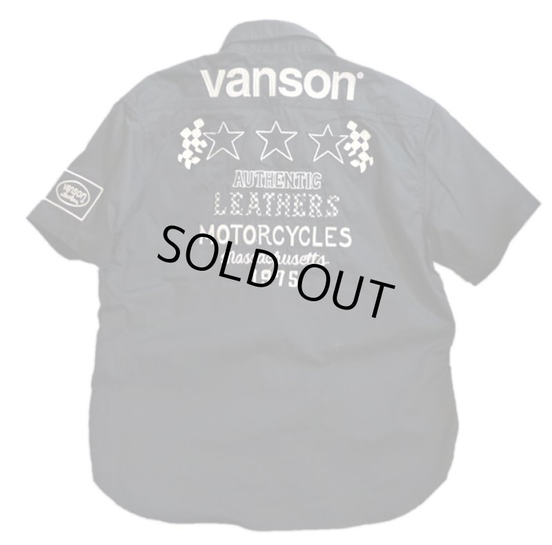 画像1: VANSON  ツイル ワッペン刺繍 ワークシャツ (1)