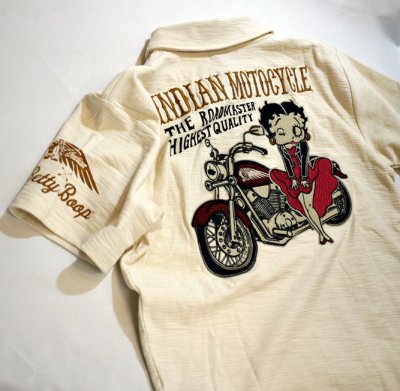 画像2: indian motocycle / betty boopコラボ  刺繍 プリント ポロSH