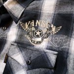 画像7: VANSON  オンブレチェック ワッペン刺繍 ワークシャツ  グレー (7)