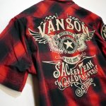 画像5: VANSON  オンブレチェック ワッペン刺繍 ワークシャツ  レッド (5)