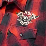 画像8: VANSON  オンブレチェック ワッペン刺繍 ワークシャツ  レッド (8)
