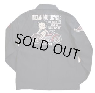 indian motocycle パッチワークジャガード 刺繍 デニムシャツ