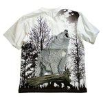 画像1: 華鳥風月　[ 月輪熊  ]刺繍  プリント Tシャツ  ホワイト (1)