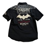 画像1: VANSON / BADMAN コラボ  ツイル ワッペン刺繍 ワークシャツ (1)