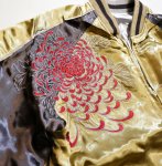 画像6: 花旅楽団  鯉と金太郎 刺繍 リバーシブルスカジャン ライトブラウン ／チャコール SSJ-518 (6)