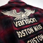 画像7:  VANSON (バンソン）イーグル刺繍 オンブレチェック ネルジャツ NVSL-808 レッド (7)