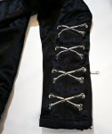画像6:  VANSON (バンソン）クロスボーンスカル 刺繍 ボンディング ライダースジャケット NVSZ-805 ブラック (6)