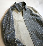 画像3: 衣桜  刺し子風プリント切替  ラグランスリーブ シャツ SA-1237 (日本製）紺 (3)