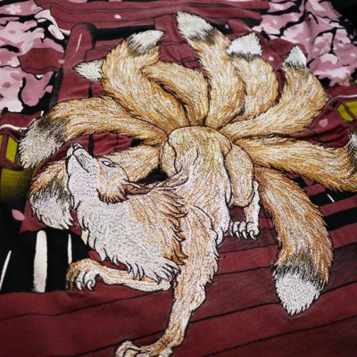 画像1: 華鳥風月　[ 九尾の狐 ] プリント 刺繍 ロンTee 