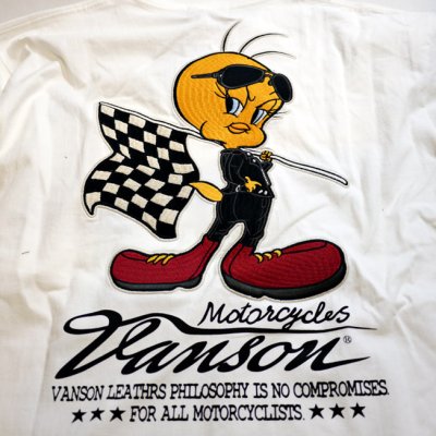 画像1: [ VANSON (バンソン）] LOONY TUNESコラボ トゥイーティー 刺繍 長袖Tシャツ LTV-902
