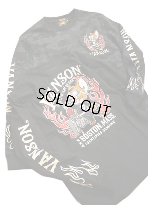 画像1:  VANSON (バンソン）TOM & JERRYコラボ  刺繍 長袖Tシャツ TJV-901 (1)