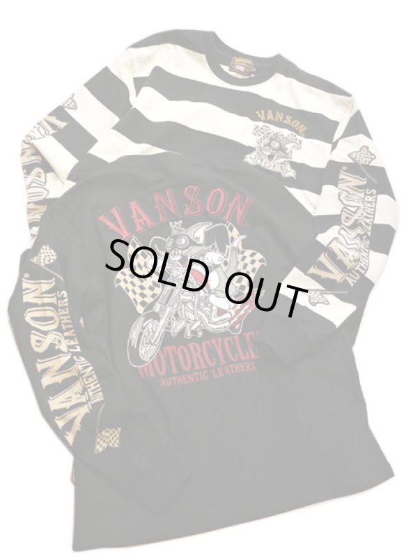 画像1:  VANSON (バンソン）TOM & JERRYコラボ  刺繍 長袖Tシャツ TJV-902 (1)