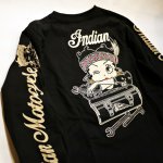 画像3: indian motocycle/betty boop  ベティー刺繍 [tool box ] 長袖Tシャツ BBI-901 ブラック (3)