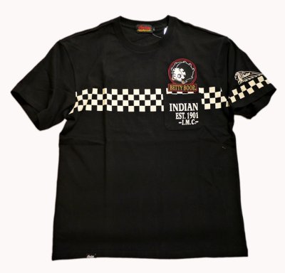 画像3: indian motocycle / betty boop プリント 刺繍 ポケット付きTシャツ BBI-914