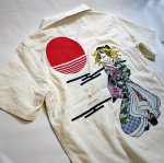 画像5: 今昔 ( KON-JAKU ) 狐と花魁 ガーゼ開襟シャツ  総刺繍  KJSH-19005 (5)
