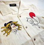 画像6: 今昔 ( KON-JAKU ) 狐と花魁 ガーゼ開襟シャツ  総刺繍  KJSH-19005 (6)