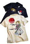 画像1: 再入荷 今昔 ( KON-JAKU ) 狐と花魁 ガーゼ開襟シャツ  総刺繍  KJSH-19005 (1)
