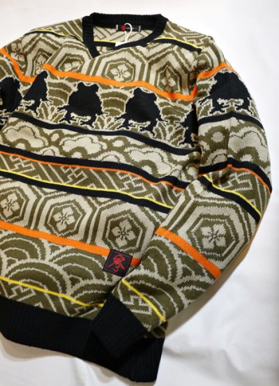 画像3: 参丸一 (サンマルイチ）国産カエルジャガードセーター (江戸小紋)  JP-00005 (日本製）