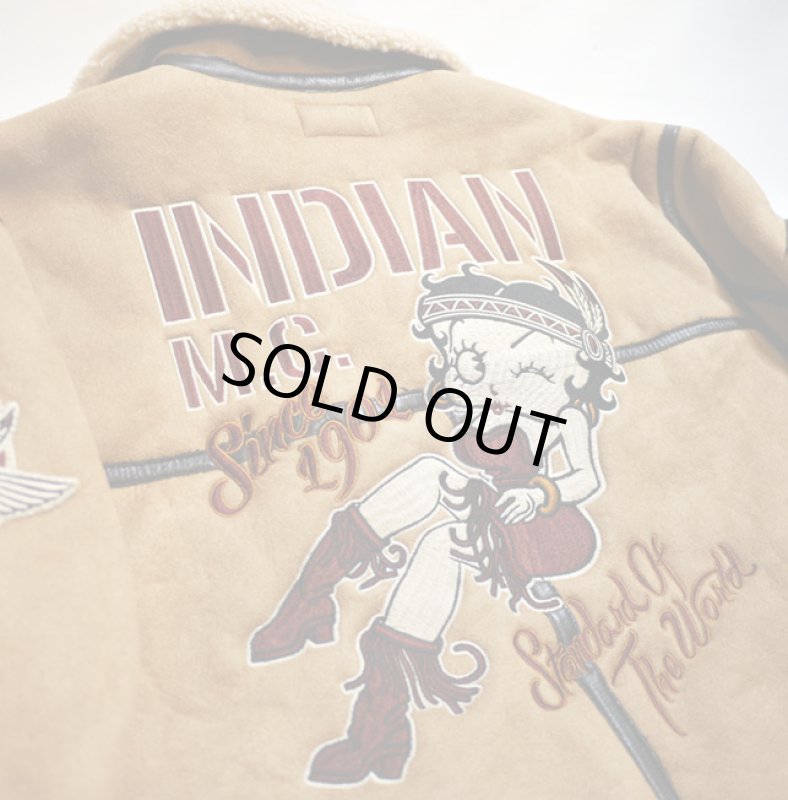 画像12: indian motocycle/betty boop  ベティー刺繍  フェイクムートン B-6フライトジャケット BBI-936 (12)