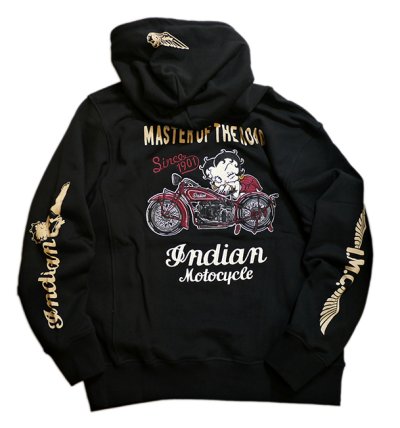 画像2: indian motocycle/betty boop  ベティー 刺繍  プルーバーパーカー  BBI-948