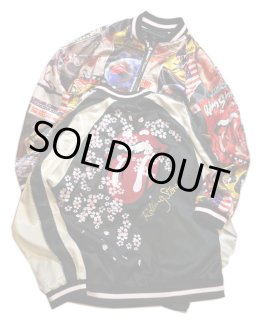 完売品　JACKROSE ローリング・ストーンズ スカジャン　リバーシブル　古着 ローリングストーンズ / JACKROSE コラボ 桜吹雪 リバーシブル