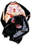 画像8:  Japanesque (ジャパネスク）桜と金魚刺繍 袖桜ジャガード リバーシブルスカジャン ブラック/グレー 3RSJ-702 ブラック (8)