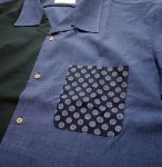 画像4: 喜人 KIJIN  江戸製  月に波 切り替えシャツ    KJ-02404ネイビー (4)