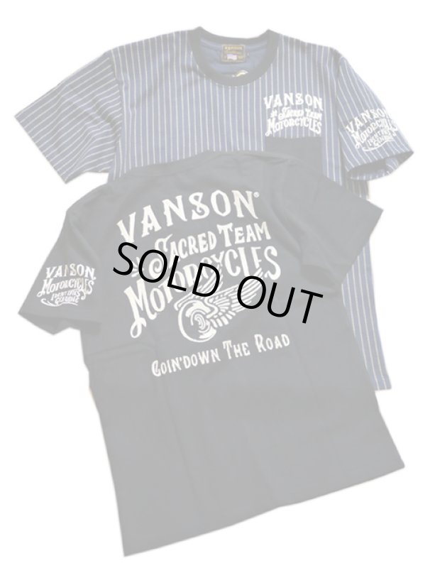 画像1: VANSON (バンソン）ポケット付き  刺繍 Tシャツ NVST-2007 (1)