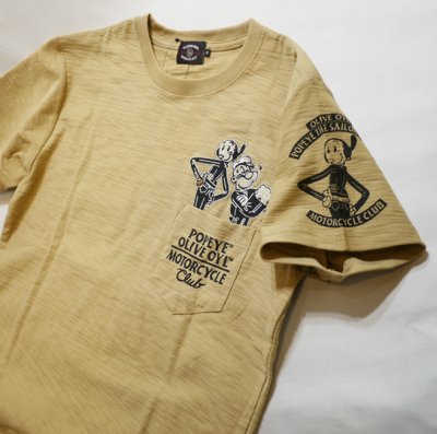 画像2: THE BRAVEMAN / POPEYE コラボ  (POPYE&OLIVE) 刺繍  プリント Tシャツ  POB-2004