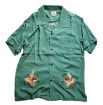 画像2: HOUSTON (ヒューストン） 鷹柄 刺繍 スカシャツ 40686 ミントグリーン (2)