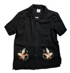 画像2: HOUSTON (ヒューストン） 鷹柄 刺繍 スカシャツ 40686 ブラック (2)