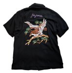 画像1: HOUSTON (ヒューストン） 鷹柄 刺繍 スカシャツ 40686 ブラック (1)