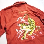 画像3: HOUSTON (ヒューストン） スカシャツ (TIGER)  刺繍  40685 レッド(朱赤） (3)