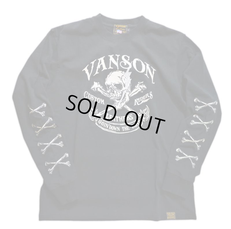 画像1: [  VANSON (バンソン）] フロント スカル 刺繍 長袖Tシャツ NVLT-2017 (1)