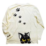 画像2: LIN (リン） [黒猫Lamy &ネズミEarl  ] 長袖Tシャツプリント 刺繍   ALLT-75005 オフホワイト (2)