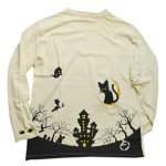 画像2: LIN (リン） [黒猫Lamy &ネズミEarl の夜会 ] 長袖Tシャツプリント 刺繍   ALLT-75006 オフホワイト (2)