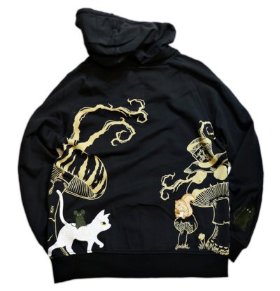 画像2: LIN (リン） [黒猫Lamy &ネズミEarl  ] 不思議の国のラミ＆アール ジップパーカー 刺繍  ALP-75010